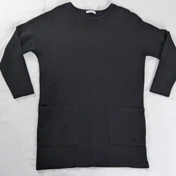 Zara Black Soft Knit Lagenlook Double Front Pocket Tunic Top Mini Dress - Picture 8 of 9